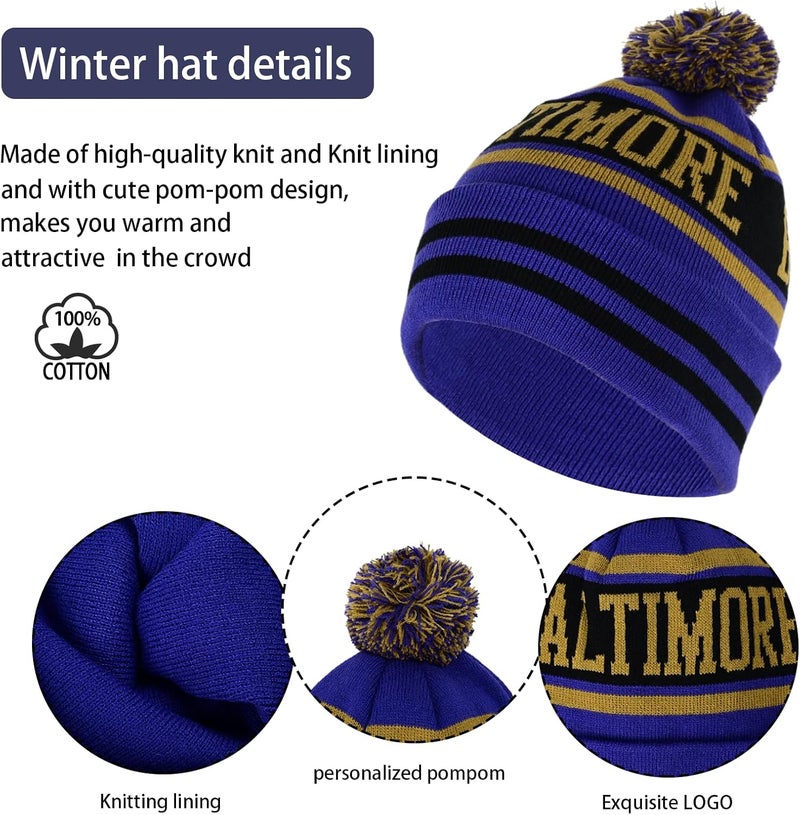 mtstaowe Vintage Classic Skull Cap Beanie Hat Cuffed Winter Hat Knit Comes with Warm Gloves Gifts for Men Women Fans - Image 2